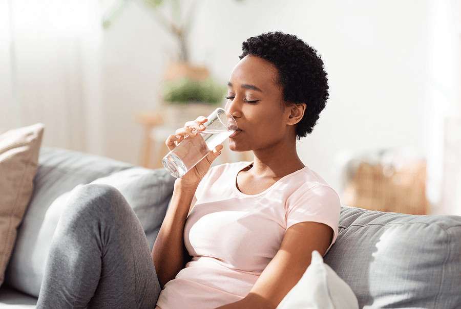 woman drinking water